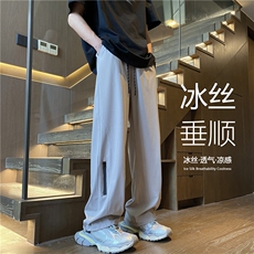 抖音品质夏季新款冰丝薄款垂感宽松休闲裤B315-K24154-特P35控68，男装休闲裤，电商B315