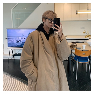 MH03-P145 韩系慵懒风长款绒面棉服加厚保暖棉衣外套男图片
