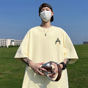 240G重磅美式印花纯棉大码宽松休闲短袖T恤 T332-P25控38图片