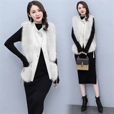 芷墨2021新款韩版时尚无袖坎肩优雅气质显高显瘦皮草马甲保暖洋气，女装皮草，芷墨服饰