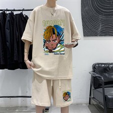 ！数据好！2022男士潮牌华夫格短袖T恤套装HTZ05P50，男装T恤，电商B220