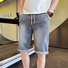 2025夏季牛仔短裤男士美式复古高街潮流宽松休闲五分裤D327-50，男装牛仔裤，电商A413