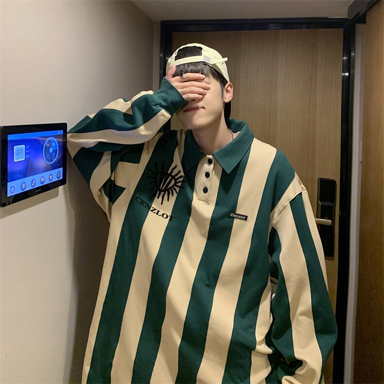WY38-P36条纹拼色Polo杉,男装卫衣,星座1501-1