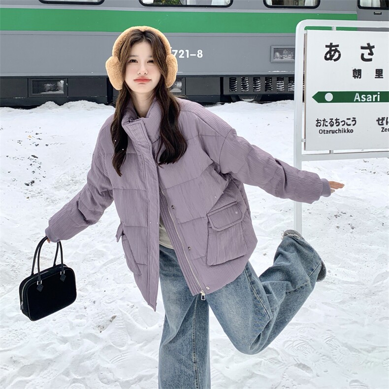 现货：冬季新款复古立领休闲面包羽绒服50绒2C135-8958P285K428,女装羽绒服,2C135