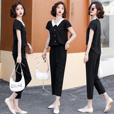 雪纺连体裤女夏装百搭髦套装显瘦连体裤小个子连身裤，女装连体裤，辉之琳