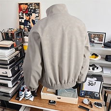 特批50数据款飞行夹克双拉链小标设计感教练翻领PU皮外套JK3050，男装夹克，电商A128