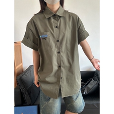 2025夏季新款港风衬衫刺绣宽松短袖少年感衬衣CS310-P30，男装衬衫，星座301C-5