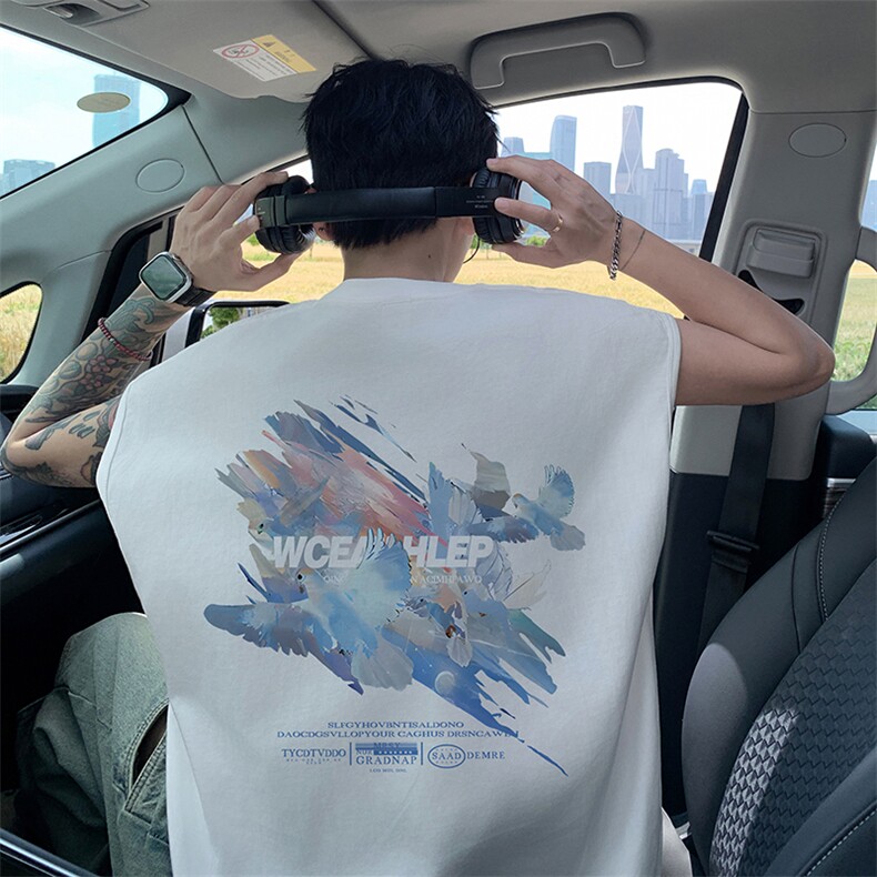 量大优得物抖音高品质重磅230克美式印花无袖t恤背心WB229特P18,男装背心/马甲,电商A486