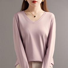 罗紫色V领