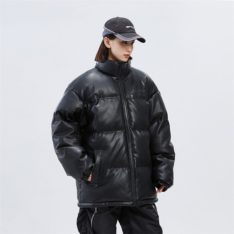 潮牌无影墙新款亮皮防水立领棉服潮流保暖棉衣M083-P100控139,男装棉衣,星座717