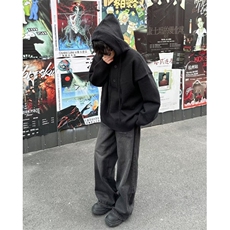 慵懒氛围感半开衫连帽毛衣男秋冬宽松休闲套头针织衫上衣M6041，男装针织衫/毛衣，星座506