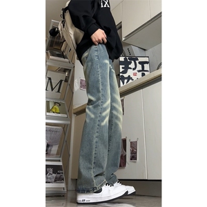 视频切片 美式高街牛仔裤水洗做旧微喇修身vibe裤子1213-NZ22-P55图片