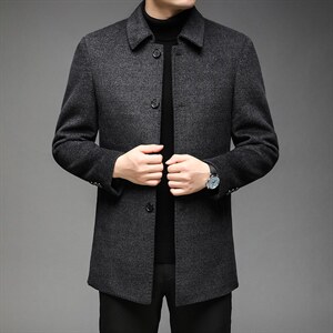 翻领毛呢大衣男士中长款羊毛呢子外套中年秋冬款男装DS81053-P340，男装毛呢大衣，电商B212（原钱塘6029）