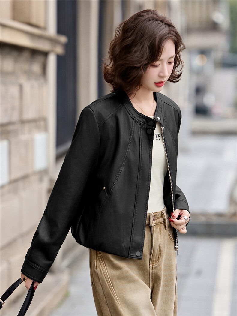 2026年春季新款现货时尚潮流皮衣外套机车服女装,女装皮衣,臻衣坊