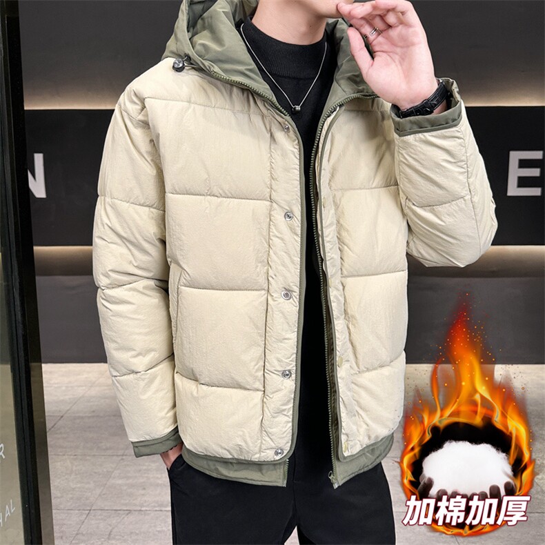 日系复古假两件连帽棉衣男冬季宽松情侣冬季棉服M0829-P103,男装棉衣,星座308B-2