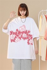 中性夏季潮时尚宽松粉色印花情侣百搭短袖T恤T1027P25控38，男装T恤，A247A