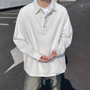 polo衬衫男款长袖垂感衬衣春夏季套头韩版bf宽松休闲上衣 T124图片