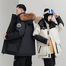 85%绒羽绒服户外防寒连帽工装时尚大毛领情侣派克服男P260，男装羽绒服，星座1210B