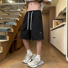 重磅立体剪裁贴标设计感华夫格短裤男夏X416B-1-DK3052-特P25限48，男装牛仔裤，星座416B-1