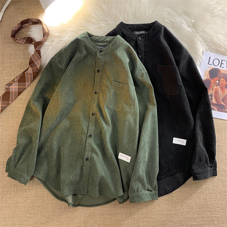 毛毯-复古简约男士春秋季长袖灯芯绒衬衫7001-P38，男装衬衫，电商B380（原B361）