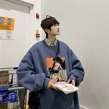 复古日系印花上衣2023春秋季韩版宽松套头卫衣W4870-P26，男装卫衣，星座512-2
