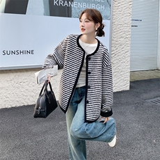 新款百搭条纹毛呢外套2C170--1152--P185控268，女装毛呢外套，2C170