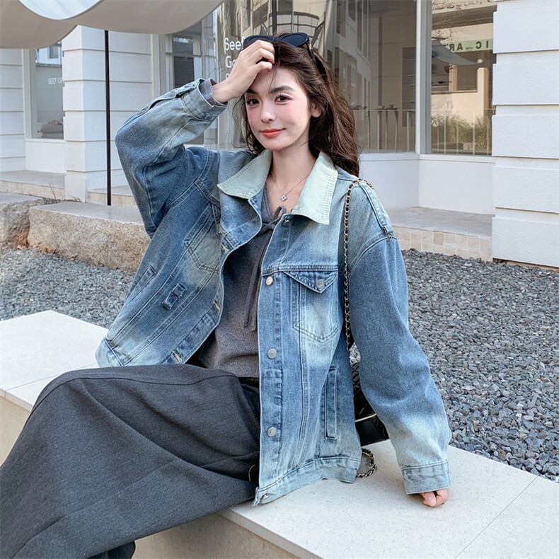2026春款xian货撞色领牛仔外套2C090-9063-P140-K218,女装短外套,2C090