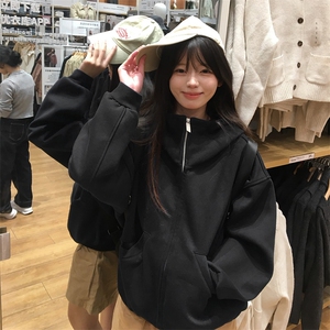 抖音得物高品质 25秋冬美式高街宽松结构防风高领连帽卫衣外套W60图片
