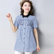 衬衫甜美纯色韩版唯美可爱时尚清新简约2021年夏季，女装衬衫，丽影随形