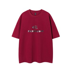 1白底银色立体四芒星印花大码M-5XL短袖T恤男DT77776P23块控特45图片