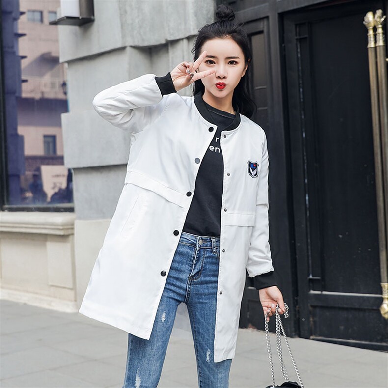 风衣女中长款2025秋装新款韩版修身显瘦薄外套学生夹克开衫棒球服，女装风衣，尚羽泽网红店