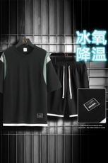 夏季运动套装网格挂拍休闲百搭时尚短套装CK2410+TC3157-P54控89，男装休闲套装，星座717