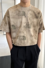 2024轻熟风设计感扎染男士圆领宽松套头潮牌印花短袖T恤TX44/P55，男装T恤，电商A243