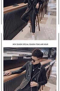 社会风小伙修身休闲商务西裤西服韩版西装两件套装D803-P165控205图片