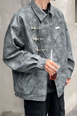 1抖音控价148粉色皮衣男铁扣链子设计情侣夹克男77083P105，男装夹克，星座226-2