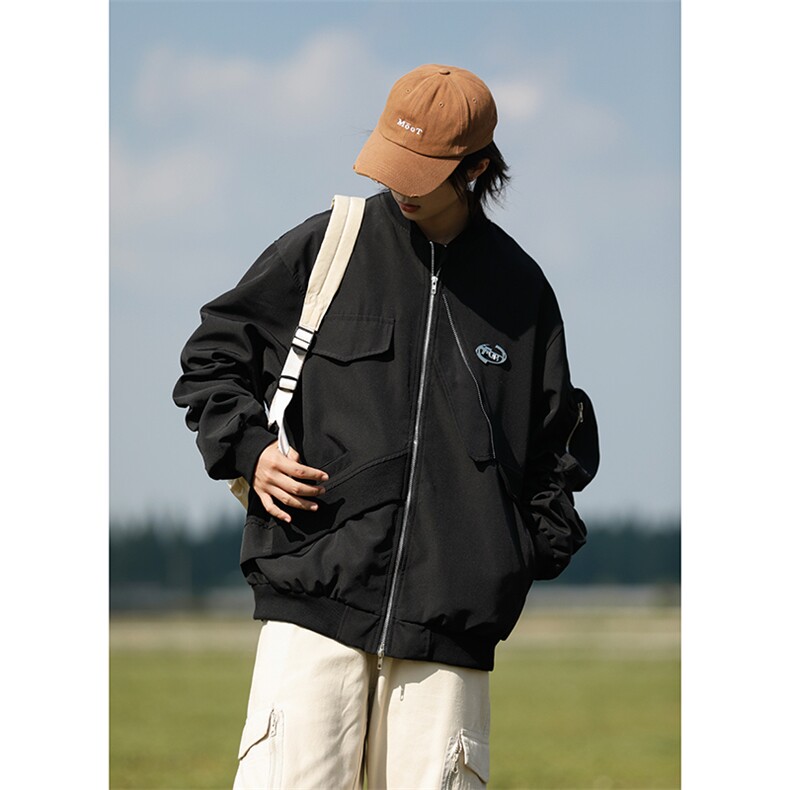 美式街头铁标棒球服情侣外套小众飞行夹克XZ225-3-JK01-P90控125,男装夹克,星座225-3