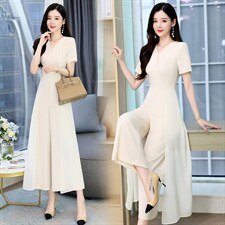 职业连体裤女2024夏季新款时尚高端名媛气质女神范收腰显瘦阔腿裤，女装连体裤，韩美纤衣