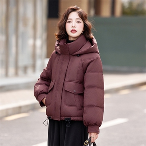 短款羽绒服女2025新款时尚大码小香风洋气白鸭绒冬装加厚连帽外套图片