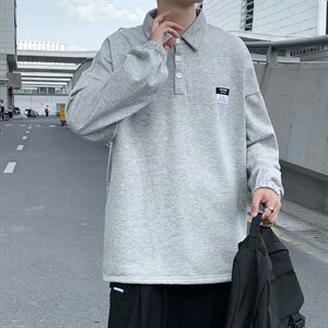 新款翻领卫衣2021新款嘻哈套头上衣ins潮流长袖polo衫 W1860-P35图片
