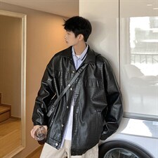 2026港风工装皮衣中性休闲宽松潮流大码M-5XL夹克JK7757P90控128，男装夹克，星座227-7