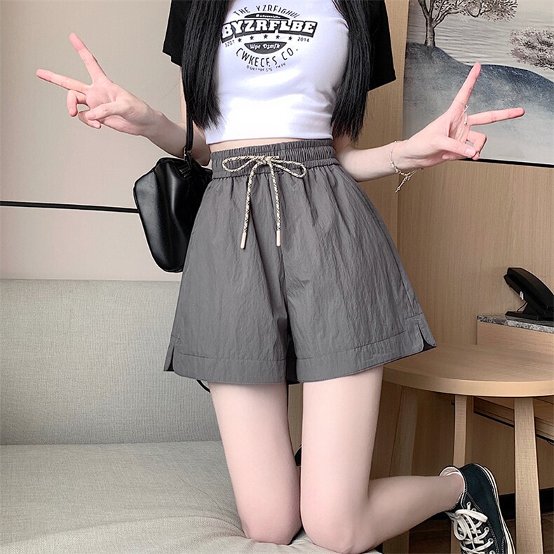 美式工装短裤女夏季2024新款抽绳小个子冰丝速干显瘦阔腿热裤,女装短裤/热裤,梦白服饰厂