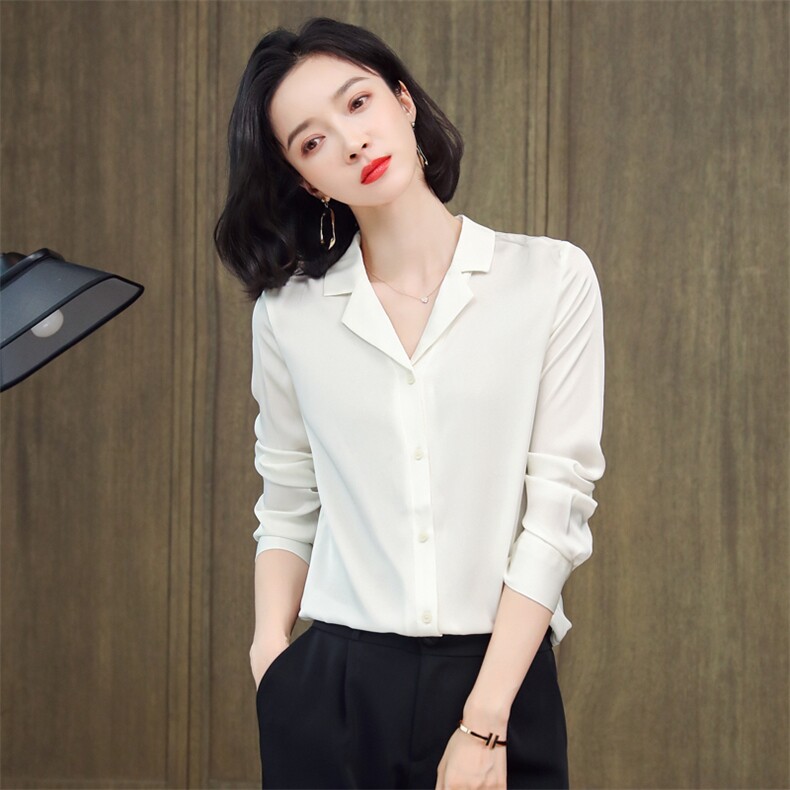 真丝衬衫女2024年春夏新款欧货复古小西装领OL气质杭州桑蚕丝上衣,女装衬衫,阿舍尔精品