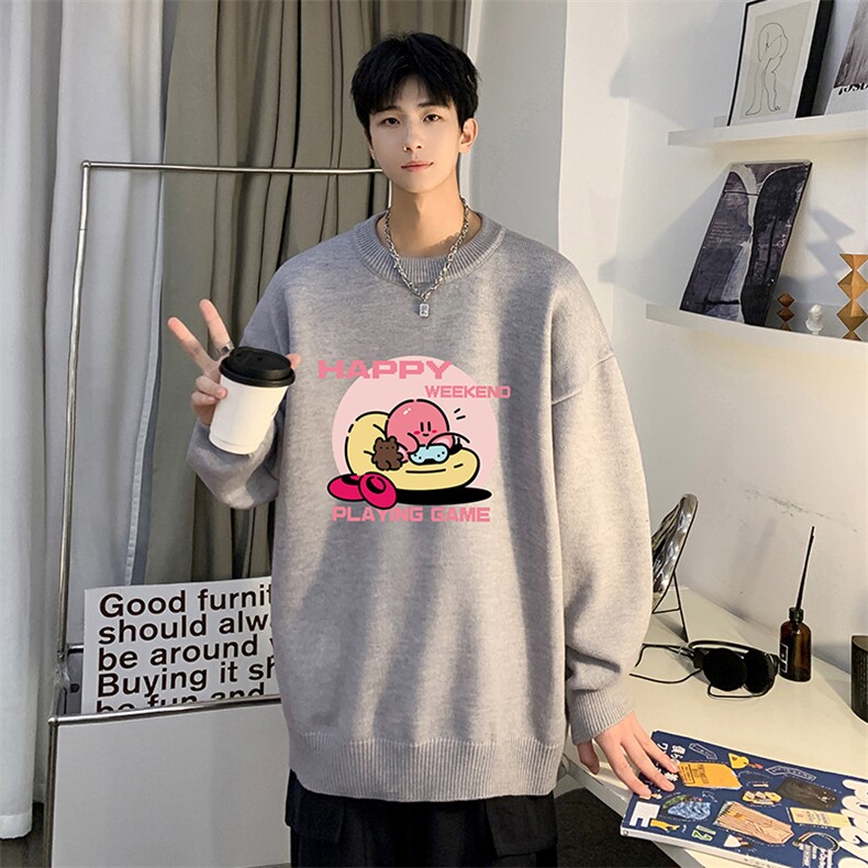 圆领毛衣男大码针织衫男毛线衣线衫M67313-P45加绒款-P65,男装针织衫/毛衣,电商A040