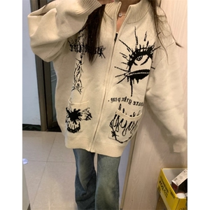 美式高街潮牌达芬奇手稿开衫毛衣外套男潮牌情侣针织衫秋冬毛线衣图片