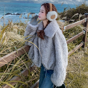 小个子皮毛一体毛毛外套女秋冬季2025新款环保皮草仿水貂毛上衣潮图片