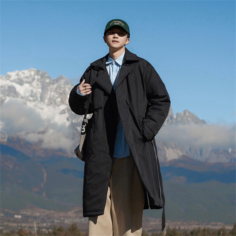 冬季新款中长夹棉风衣英伦风简约双排扣外套D2256-TP110158,男装风衣,电商A102