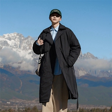 冬季新款中长夹棉风衣英伦风简约双排扣外套D2256-TP110158，男装风衣，电商A102