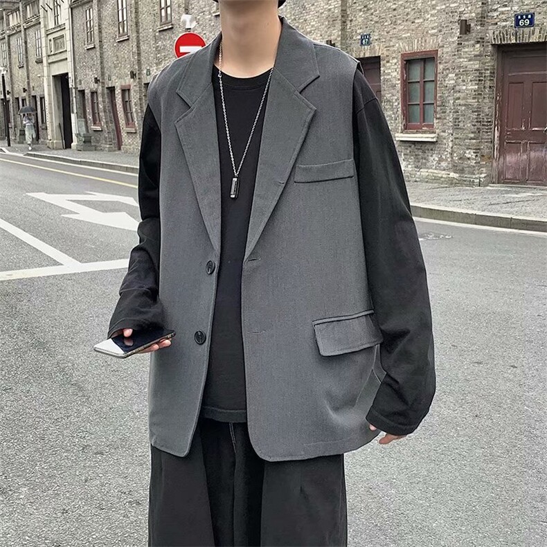 马甲男青年帅气工装无袖西服外套港风学生工装坎肩休闲MJ116-P45,男装背心/马甲,星座1008-1