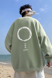 ！直播品质 重磅宽松大码港风时差印花圆领卫衣WY17-特p28图片