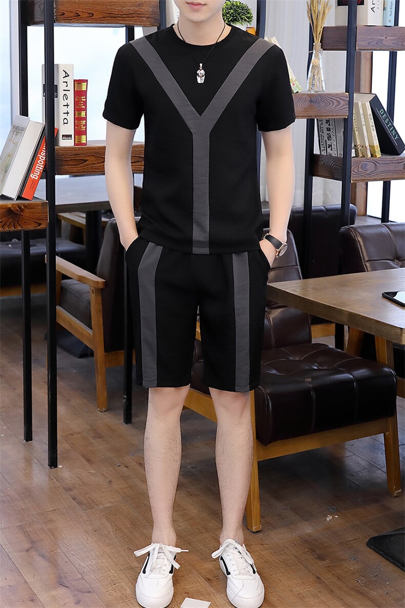 主推夏季短袖T恤潮牌休闲青少年韩版帅气套装男T708-p50,男装休闲套装,星座1206（原A206）